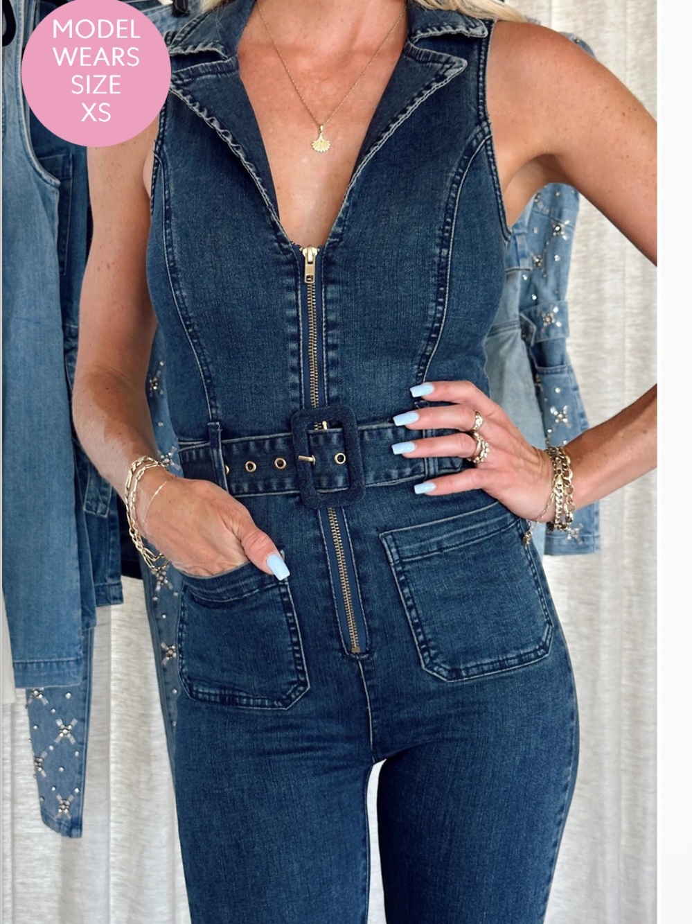 Show Me Your Mumu Distressed Indigo Denim Jacket - Picture 2 of 4